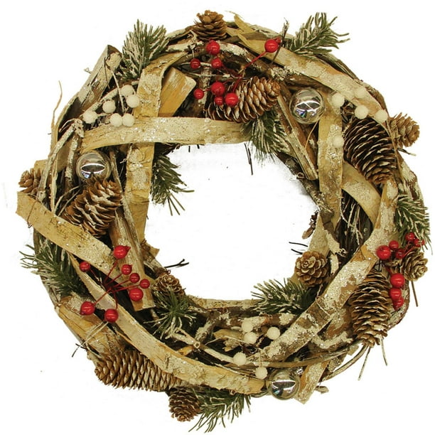 Rustic Wooden LED Twig & Pine Cone Hanging Star Christmas Wreath Fall Decoration